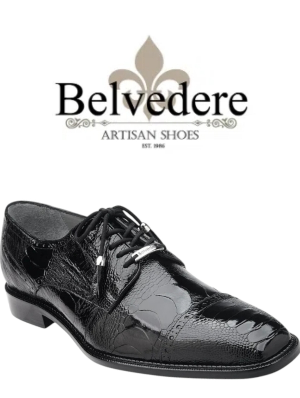 Belvedere Batta ElegantCap Toe Genuine Ostrich Lace Up Black Dress Shoe Sz 12